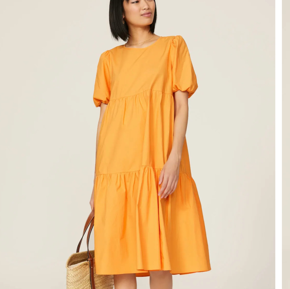 Peter Som Orange Babydoll Dress SIZE 0 Cottage Cotton Ruffle Romantic Party $400